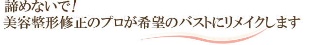 諦めないで！修正のプロが希望のバストにリメイクします