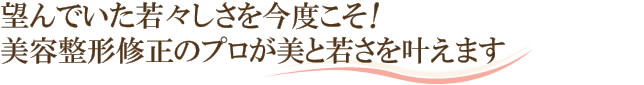 望んでいた若々しさを今度こそ！修正のプロが美と若さを叶えます